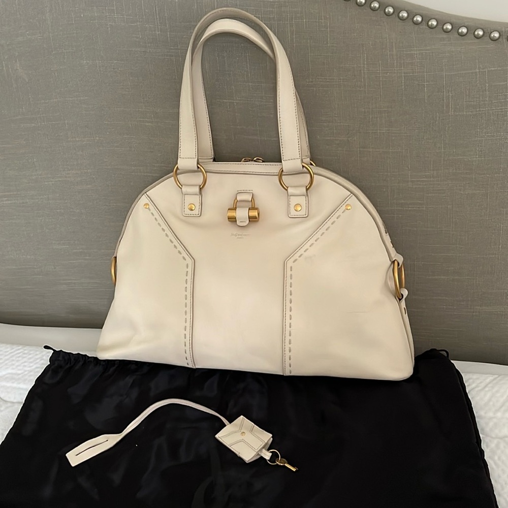 Authentic YSL Muse Y Sac Dome in Cream